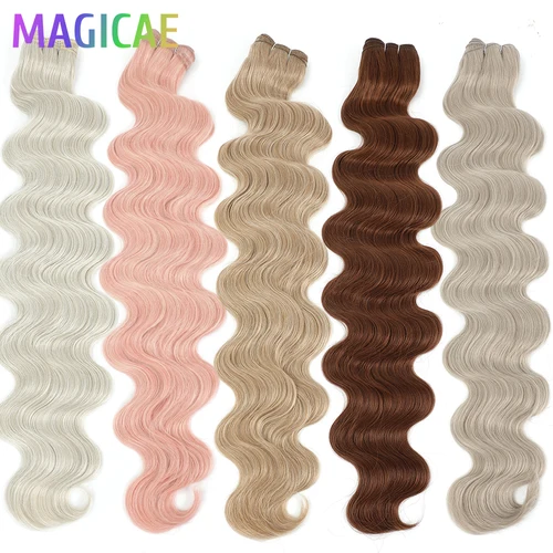 30 pulgadas 200 gramos Barbe Pink Ombre Rubio T1B/27 #   Body Wave Marrón M816 Piano 27/613 Gris Blanco 58 #   Paquetes de tejido de pelo sintético