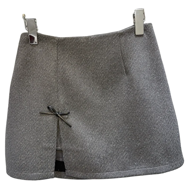 2026年春 ハイウエスト オルトスカート レディース ファッション ノットツイードスカート フレンチスタイル デイリーウェア Aラインスカート