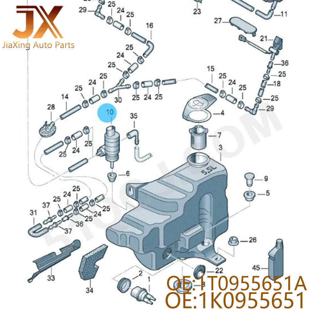 1 t0955651a Windschutz scheiben wischer Wasser reinigungs düse Motor pumpe für Polo Passat B7 cc Golf Tiguan Bora Scirocco neu 1 k0 955 651 – Detail 3