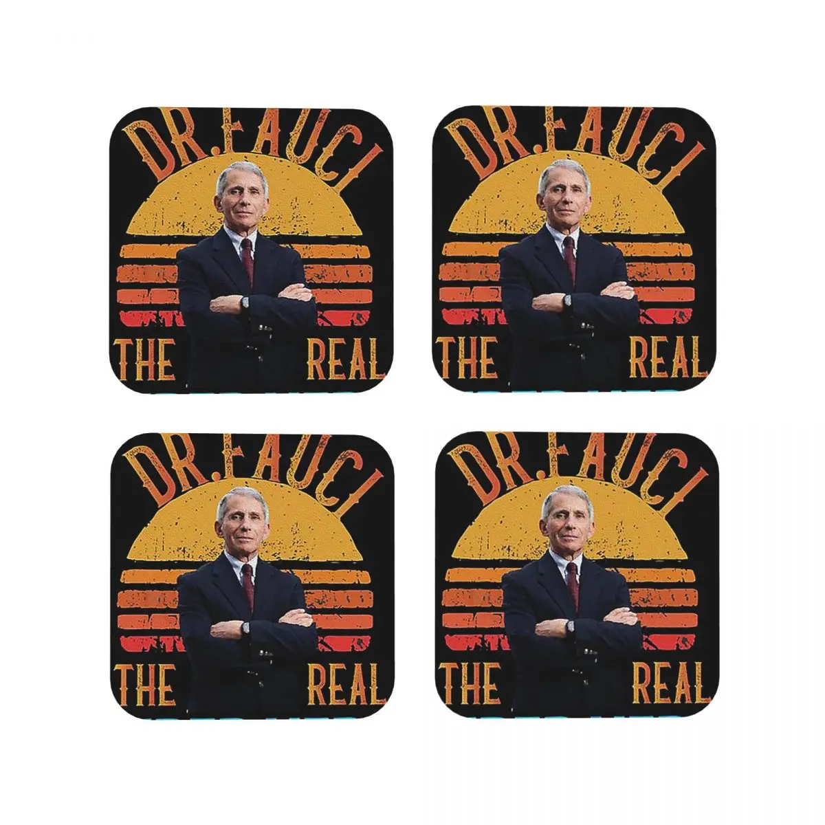 DR Fauci Coasters Kitchen Placemats Waterproof Insulation Cup Coffee Mats For Decor Home Tableware Pads Set of 4