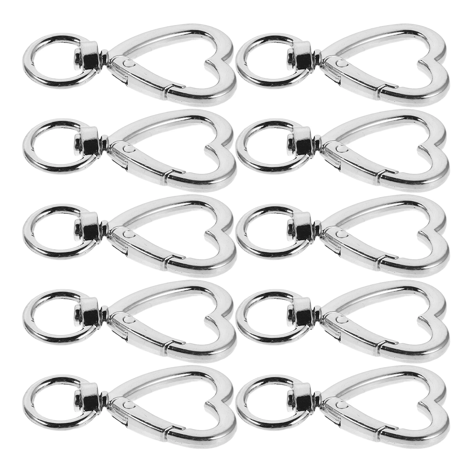 

10pcs Heart Shaped Zinc Alloy Keychains Durable Spring Ring Clasp Metal Carabiner Clips for Backpack Handbag Jewelry Making