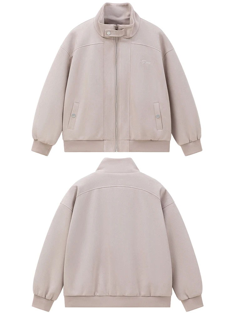 

Retro American Sle Suede Jaet Men's Loose Fit Baseball Coat Spring Autumn Outerwear Polyester Fiber Windproof Zipper