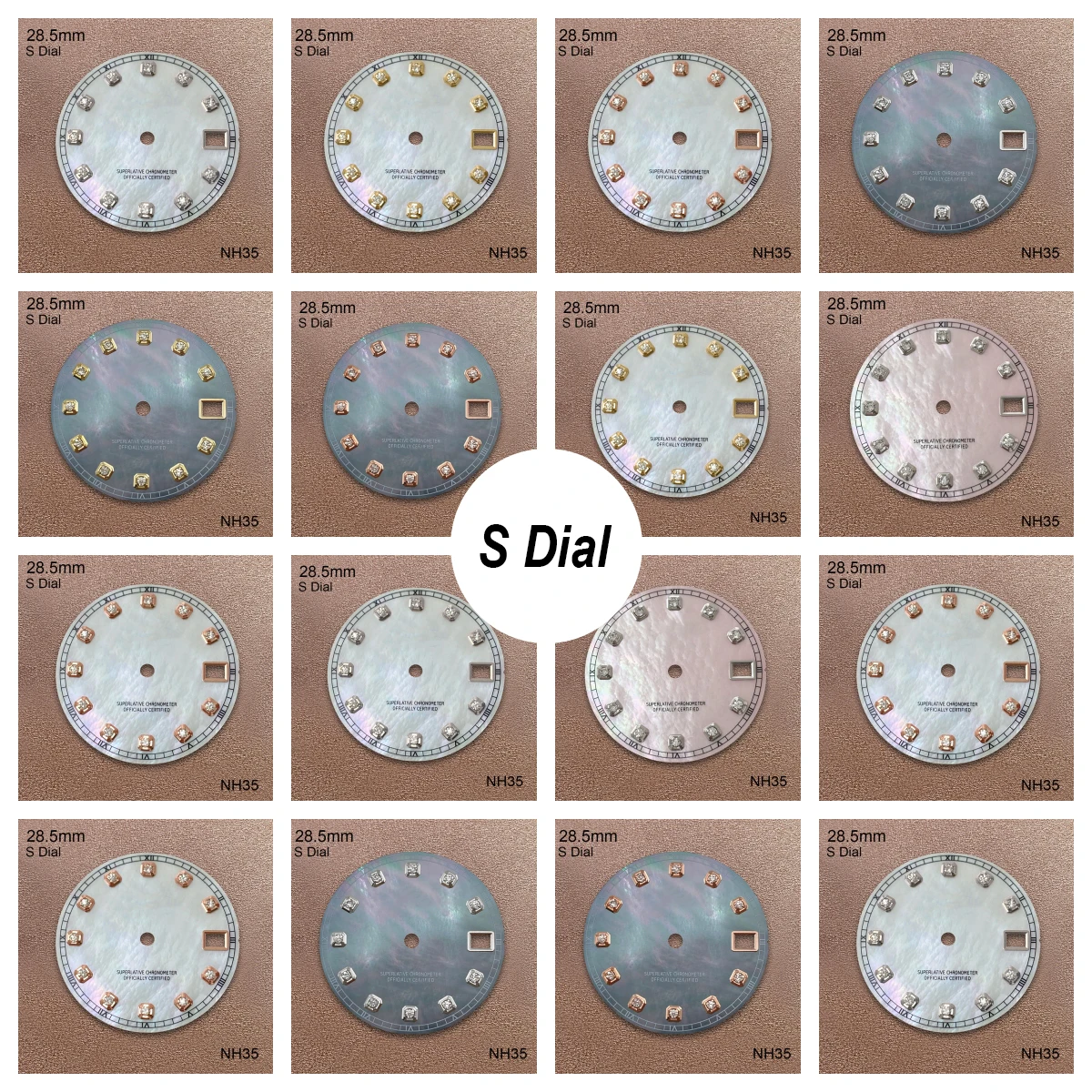 

28.5mm S Logo Diamond Dial Suitable For NH35/NH36 Japan Movement Fritillaria Quality Dial Watch Modification Accessories