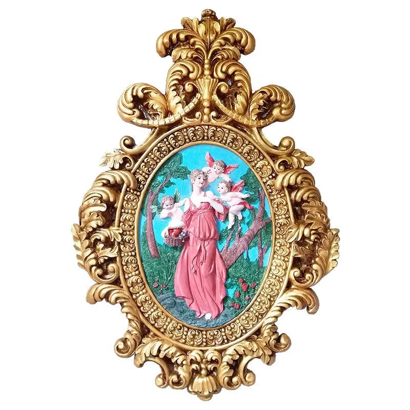 European pendant angel wall hanging relief hand-painted painting living room dining room wall classical pattern decoration penda