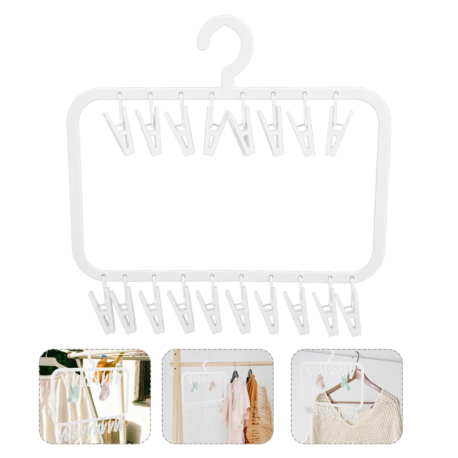 

Clothes Hanger Windproof Drying Rack 18 Clips Space Saving Closet Organizer Baby Clothes Hangers Plastic Closet Storage
