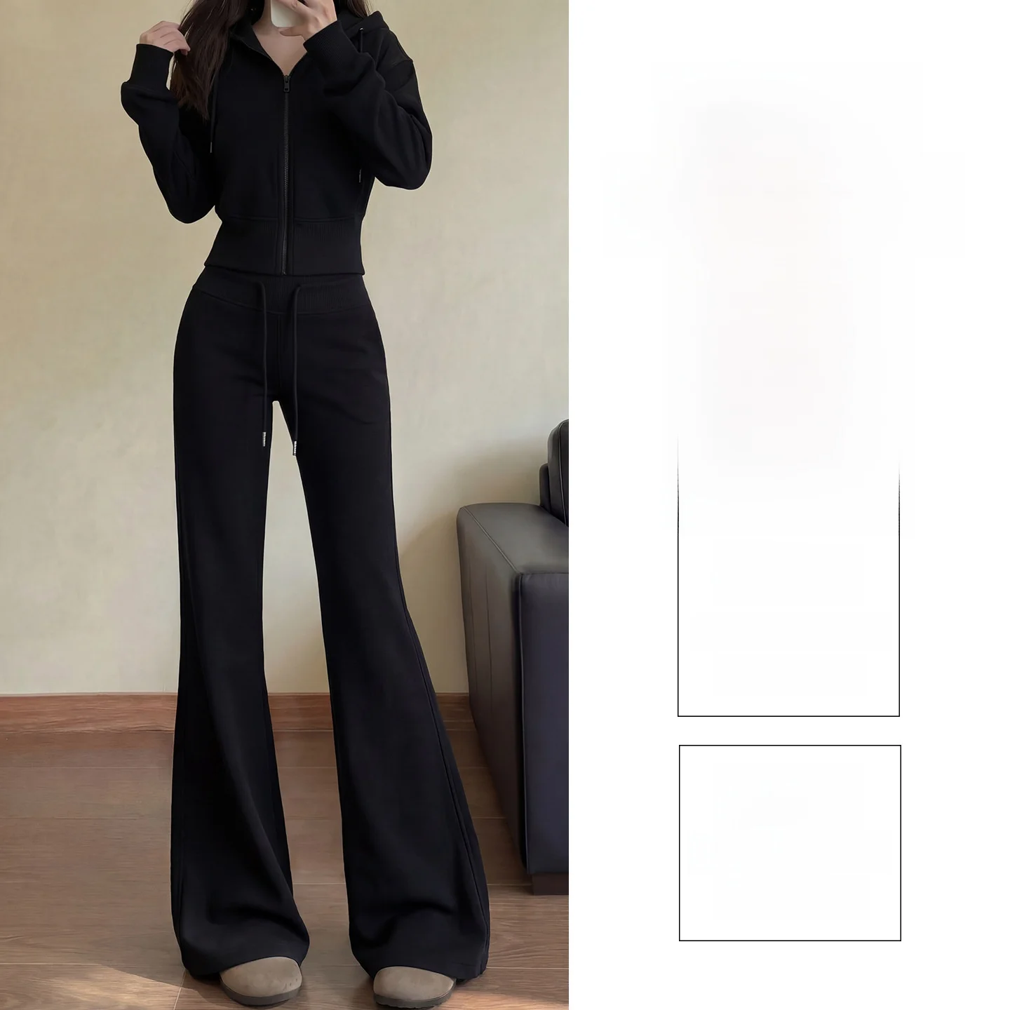 High Waist Bell Bottom Women's Sport Pants Slim Fit Casual Trousers Micro Flared Cotton High Waist Spring Season Fashion