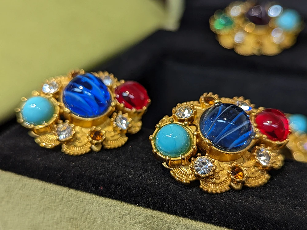 

Amorita Boutique Design Byzantinesque Vintage Gem Clip Earrings