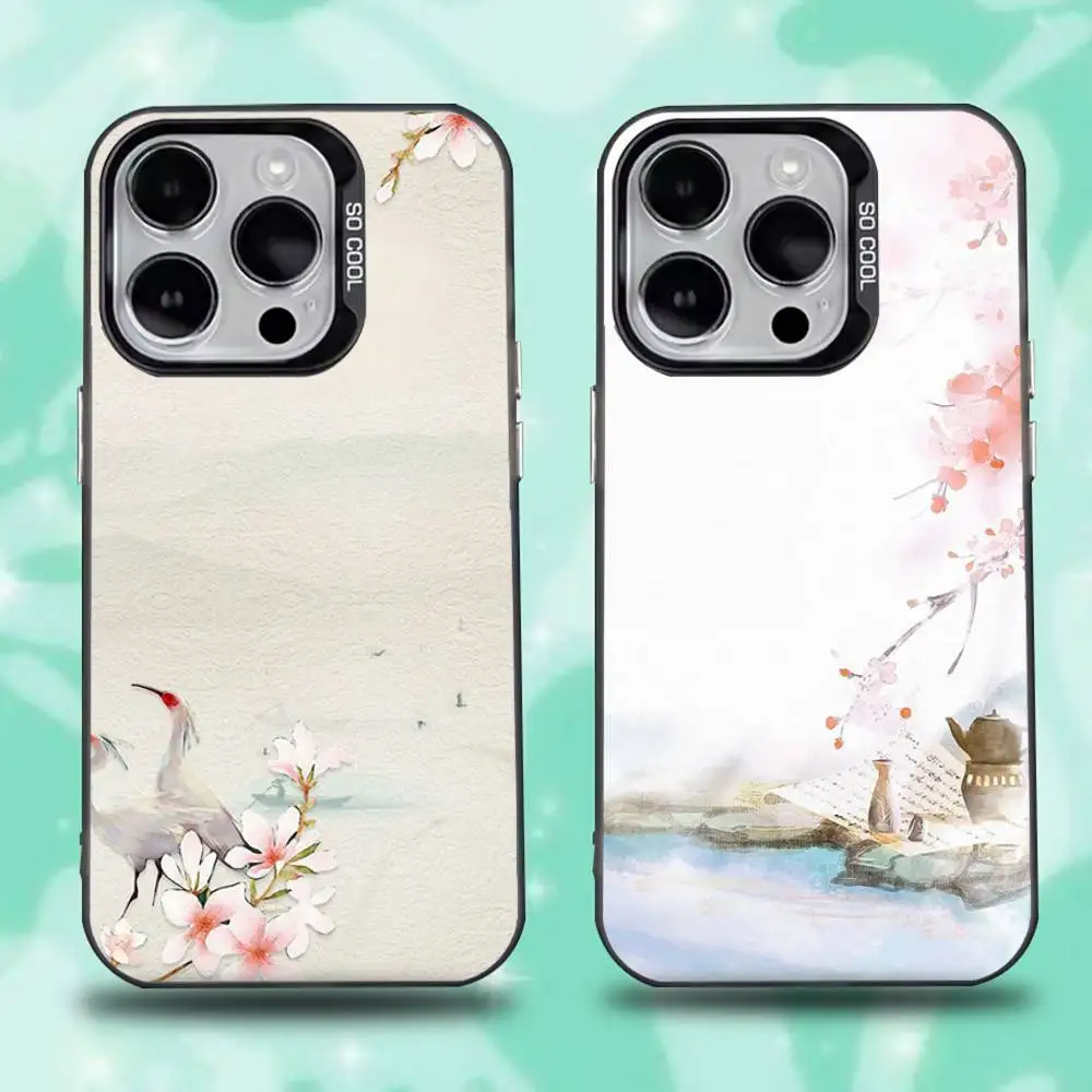 

Flower And Bird Style Phone Case For iPhone 16,15,14,13,12,11,Mini,Pro,E,SE4,XS,MAX Black Candy Matte Cover