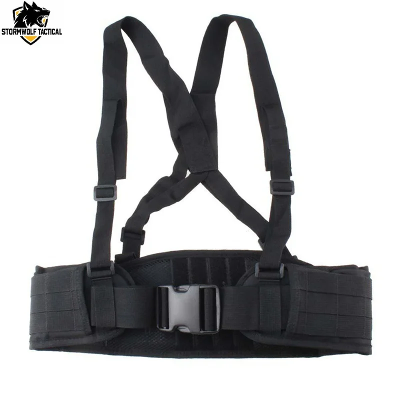 Camouflage Nylon MOLLE Waist Belt with Adjustable Shoulder Straps for Outdoor Training Pouches and Utility Gear