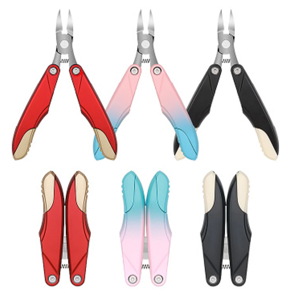 

Folding Nipper Bow Shape Ingrowing Nail Plier Toenail Clipper Manicure Pedicure Tool Matte Red Compact Foldable Abs Stainless
