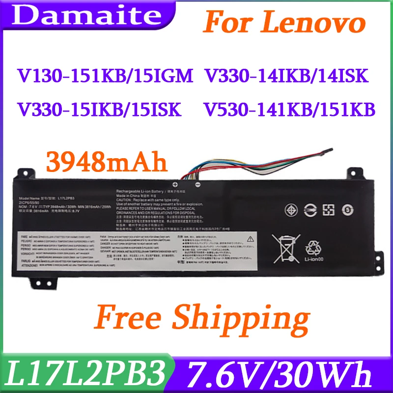 

L17L2PB3 L17C2PB3 Battery For Lenovo IdeaPad V130-15IKB V330-15IKB V530-15IKB V530-14IKB 81HL0023GE L17M2PB4 L17M2PB3 L17L2PB4