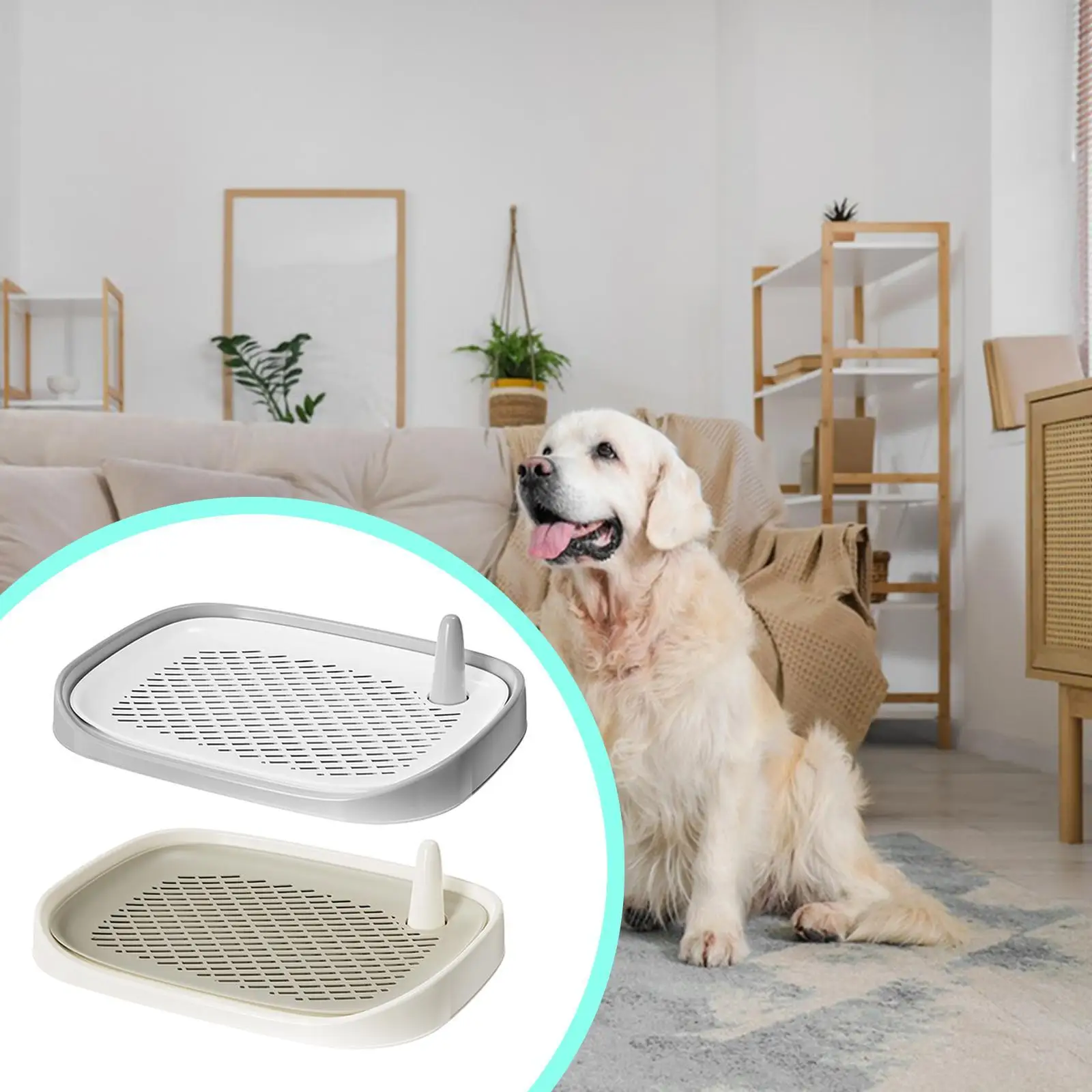 Puppy Toilet Training Tray with Perforated Pee Platform Portable Easy Clean Dog Potty for Living Room Bedroom Apartment