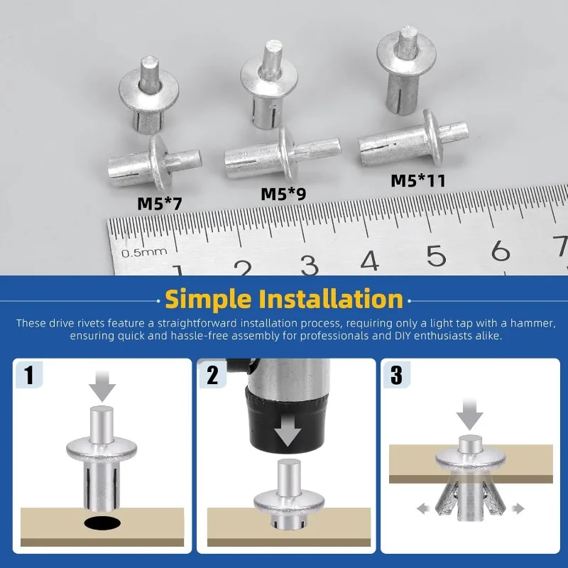 الجملة المطرقة محرك التوسع المسامير الصغيرة التنصت مسامير السحابات التوسع الألومنيوم مسمار رئيس ثقب تدق نوع مسامير