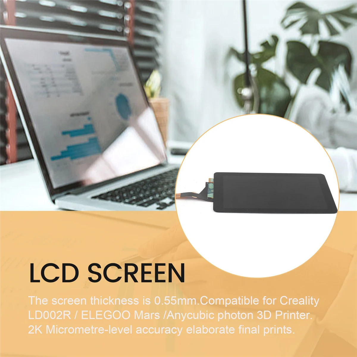 5.5 Inch 2K HD LCD Screen with 2560X1440 Resolution, for Creality LD002R / ELEGOO Mars/Anycubic Fiber Optic 3D Printer