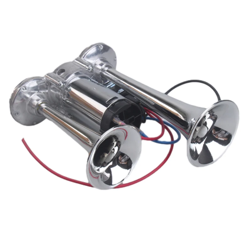 Dual electric air horn kit with compressor, 12V 24V 600DB super loud dual horn speakers for vehicle, car, truck, and boat