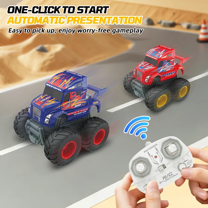 1/64 RC Stunt Car 2.4G Mini Desktop Remote Control Truck With LED Light 360 Rotation Off-road Climbing Vehicle Toy for Kids Gift 3