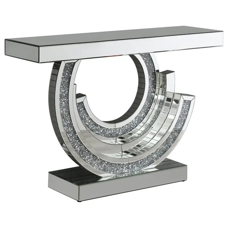 Home Decors Living Room Furniture Modern Style Sparkly Crushed Diamond Mirrored Console Tables For Hallway Entryway