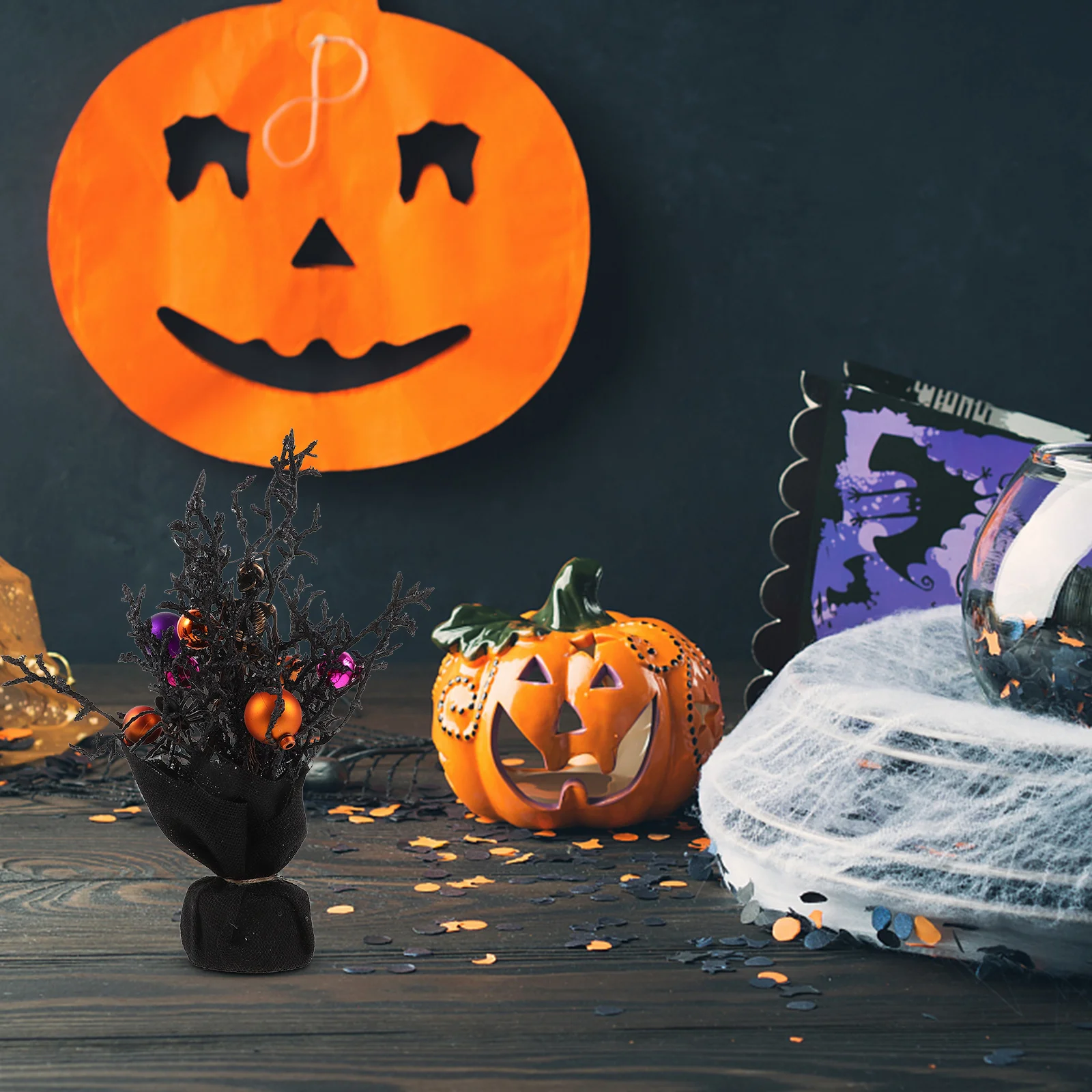 

Realistic Skull Head Halloween Tree Branch Decoration Lifelike Bonsai Ornament For Party Spooky Scene Layout Decor