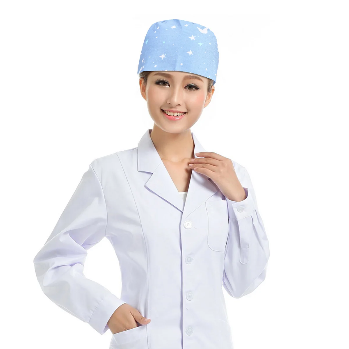 

Dust-Proof Nurse Cap Adjustable Lace-Up Cotton Working Hat For Doctor Laboratory Kitchen Worker Beauty Spa Chemo Caps