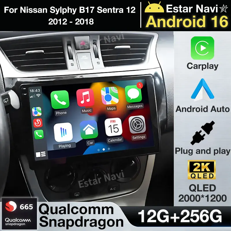 Car Radio Android 16 Carplay Auto For Nissan Sylphy B17 Sentra 12 2012 2013 2014-2018 GPS Multimedia Video Player Stereo 2din 4G