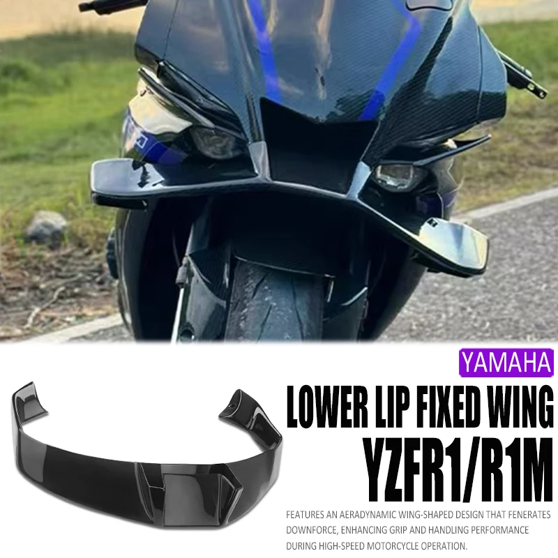 Motorcycle Fixed wing spoiler Abs Plastic Glossy Black Front Wings Fairing fixed wing For Yamaha YZF-R1 YZF-R1M YZF R1 2020-2024
