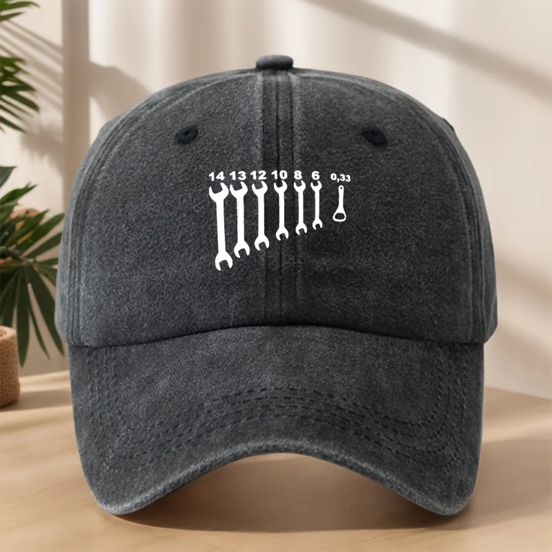 

Men's Wrench Print Baseball Cap | Vintage Washed Lightweight, Perfect Gift for Dad & Outdoor