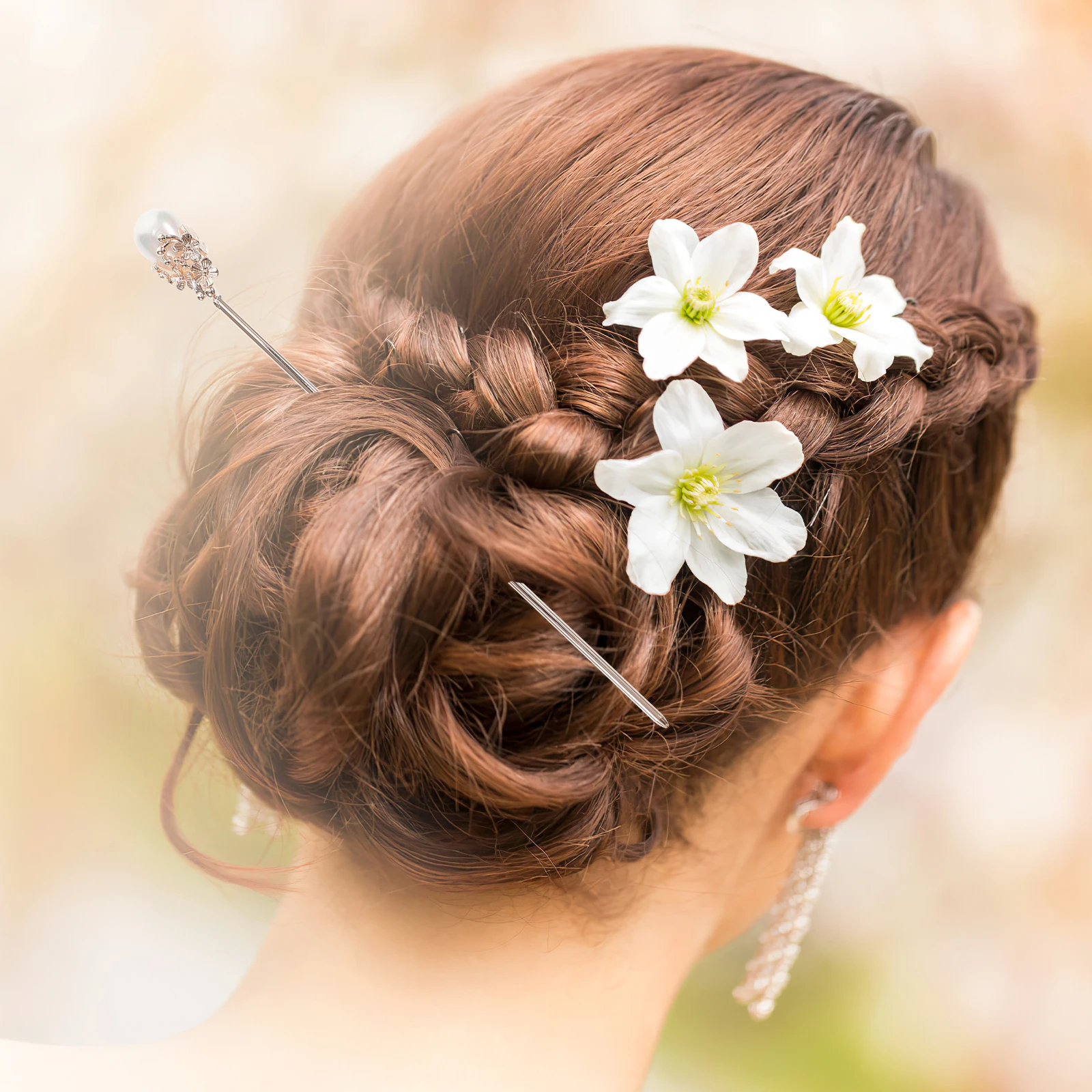 

Pearl Hairpin Retro Hair Stick Chopstick Bead Decorative Stylish Safe Durable Wedding Party Prom Daily Use Hair Bun Accessories