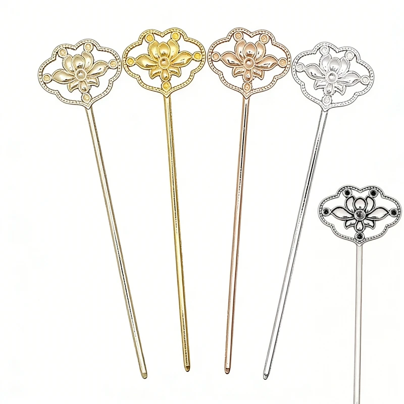 BoYuTe Alloy Flower Hair Stick Hairpins Ancient Chinese Style Hanfu Clothing Accessories Diy Handmade Materials
