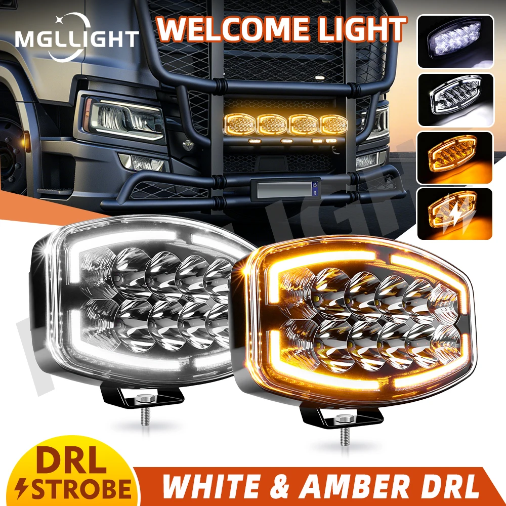 

Светодиодный рабочий фонарь HL с белыми и янтарными ДХО, стробоскопом и вспомогательной LED-лампой для грузовиков, погрузчиков, тракторов и внедорожной техники, 12В/24В