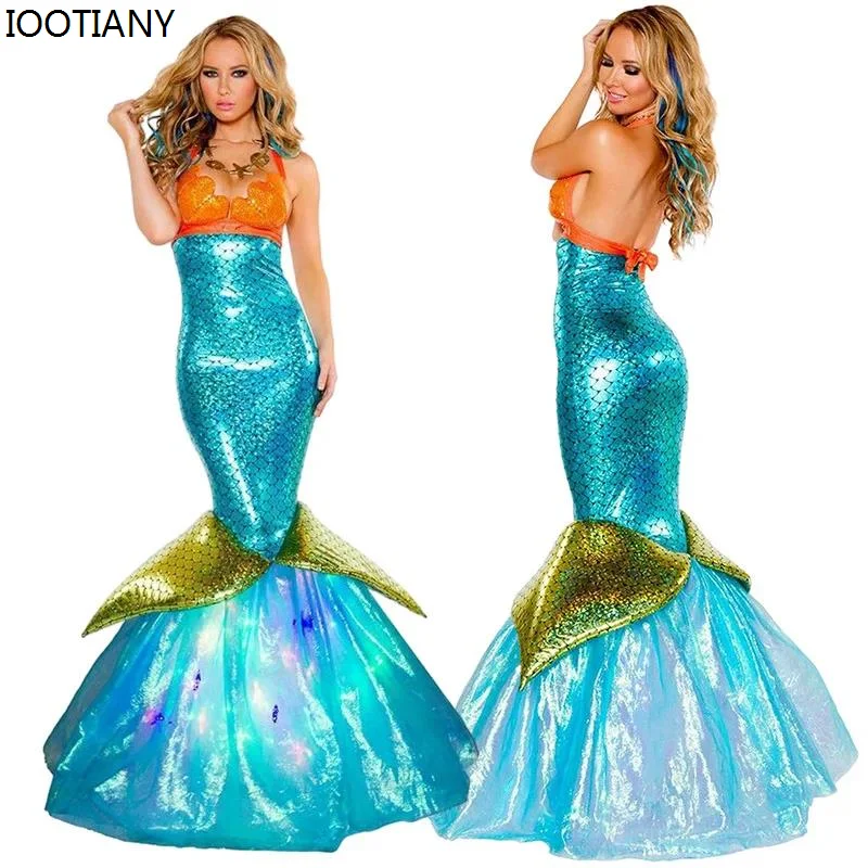CosplayAldult Principessa Sirena Abiti Cosplay Ragazze Avvolgimento Seno Sexy Costumi di Halloween Novità Festa di Carnevale Spettacolo teatrale Donne