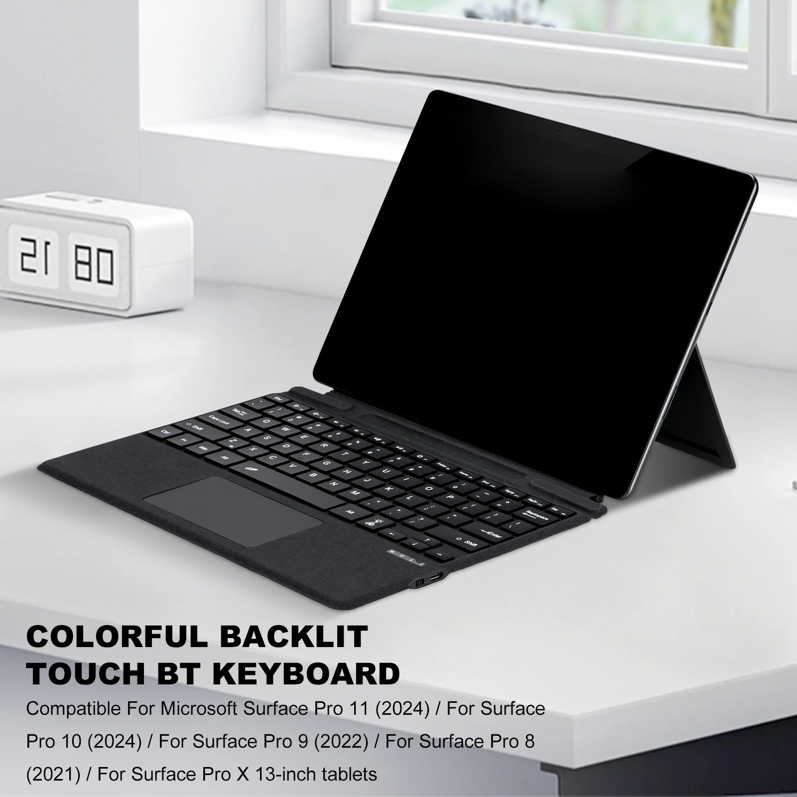 Backlit Bluetooth Wireless Keyboard Portable Tablet Magnetic Touchpad Trackpad With Pen Slot For Microsoft Surface Pro 8 9 10 11