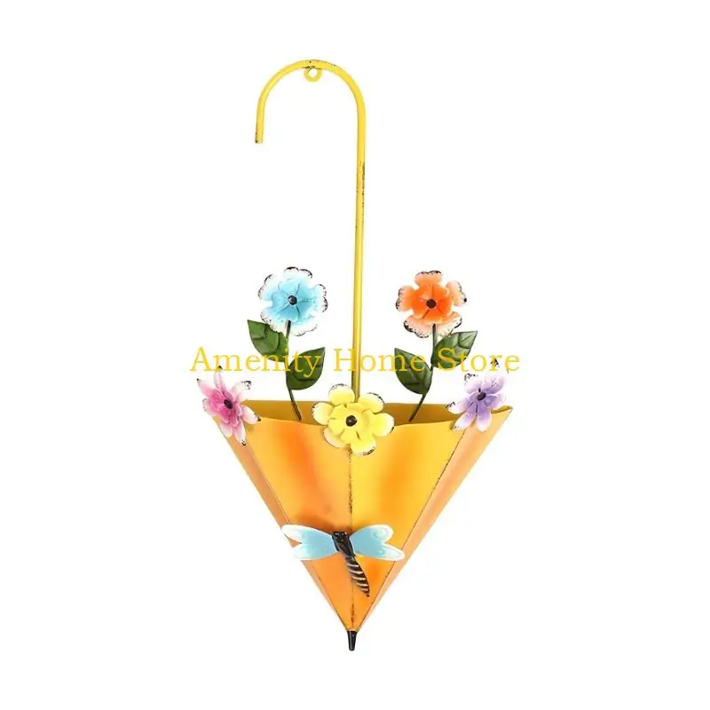 F26C Porch Flower Basket Holder in Metal for Balcony Indoor Decoration
