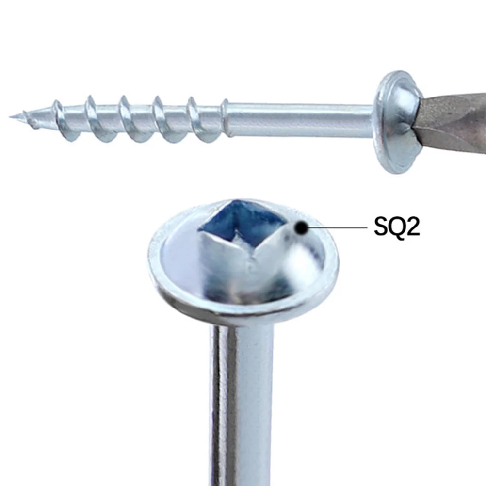 

100pcs Self Tapping Screw Woodworking Half Tooth Coarse Thread Square Drive Slotted Head For Wood Plastic Fastening 1-1/2 Inch