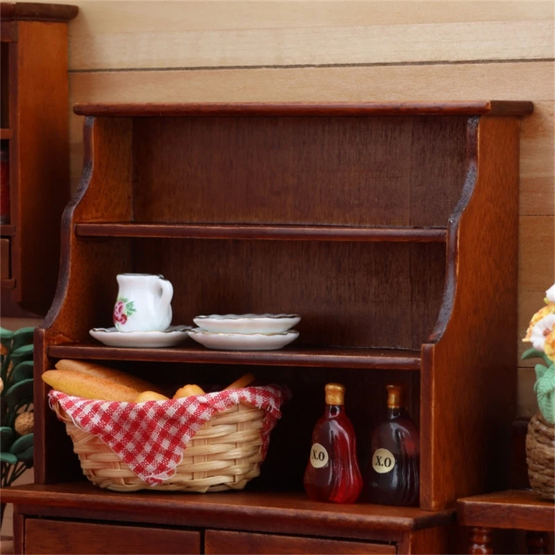 1/12 خزانة خشبية مصغرة نموذج أثاث بيت الدمية عرض مشروع حرفي إبداعي لعشاق التجميع 15UB