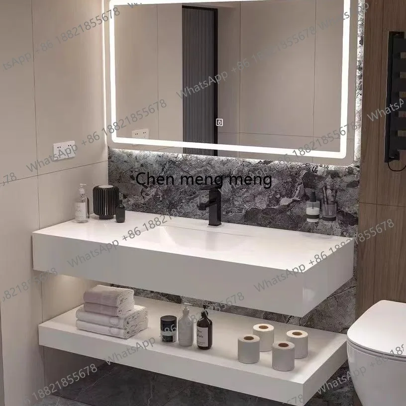 Bathroom Vanity Seamless Rock Slab Double-layer Integrated Basin Cold Jadeite Wash Basin Bathroom Wash Table Wild Hotel Style