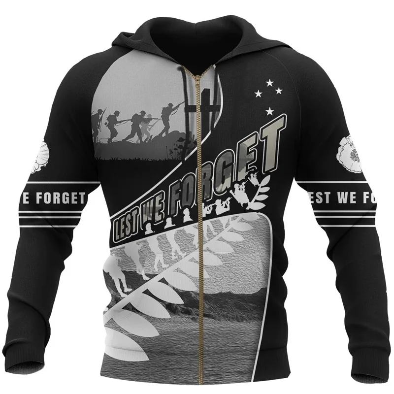 

Australia And New Zealand Hoodies Poppy Fern Lest We Forget 3d Printed Zipper Hoody Men Women Zip Up Hoodie Kid Sweatshirts Top