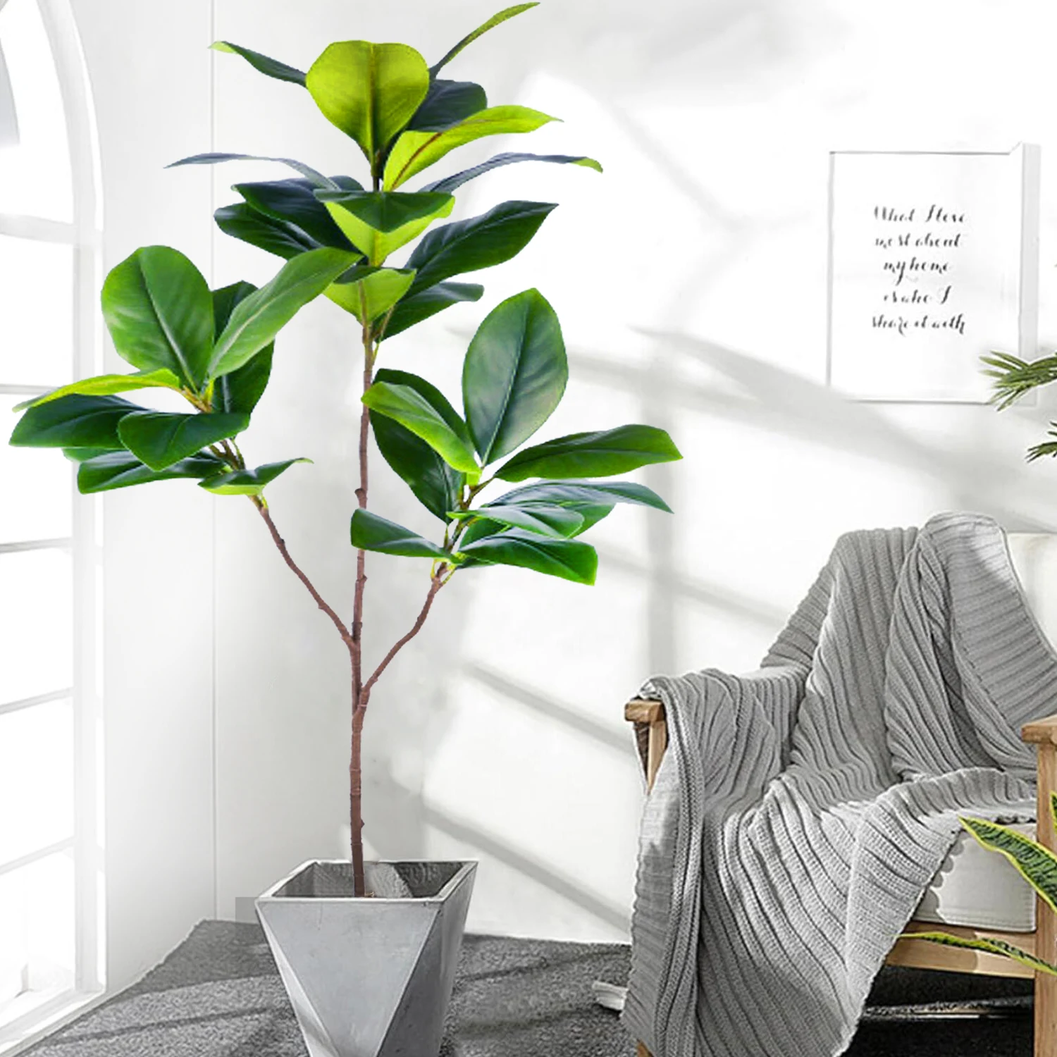 76-135cm  Artificial Fiddle Leaf Ficus Fig Plant for Outdoor Courtyard Garden Balcony Indoor Home and Office Decoration