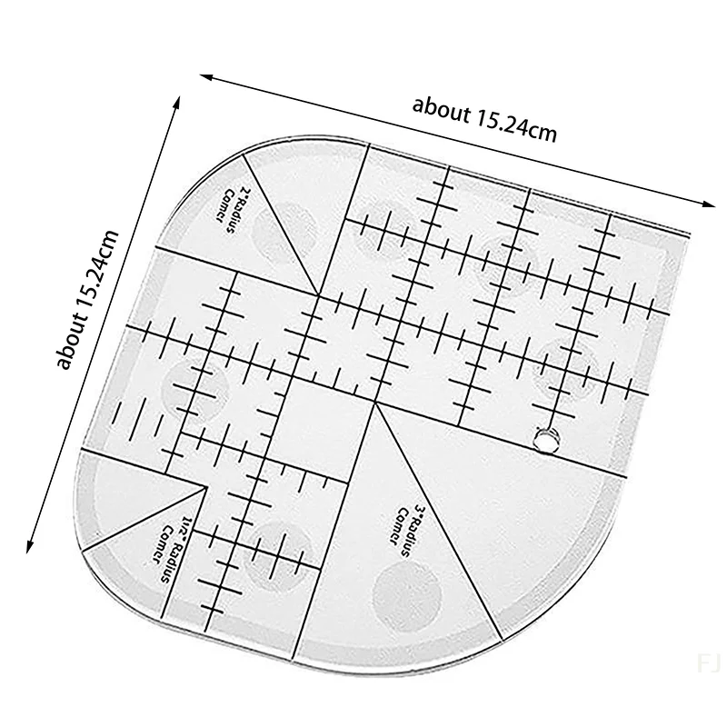 [YU]Multi Functional Angle Cutting Ruler Acrylic Anti Slip Sewing Ruler Round Edge Template Ruler DIY Sewing Patchwork Ruler