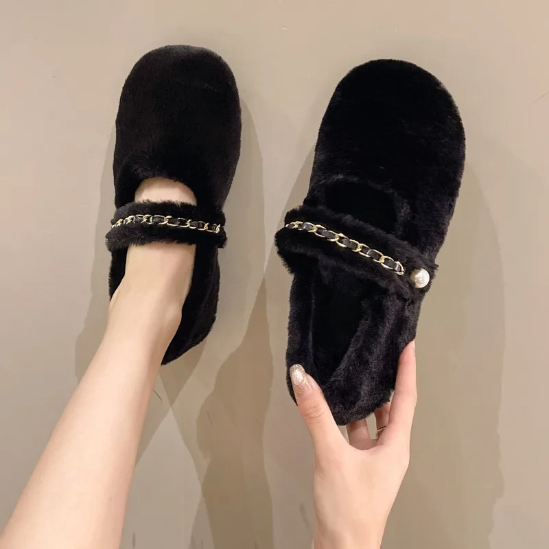 New Style Fashion Women's Shoes Casual Female Sneakers Soft Shallow Mouth Dress Flats Women Loafers Fur Autumn Round Toe Shoes