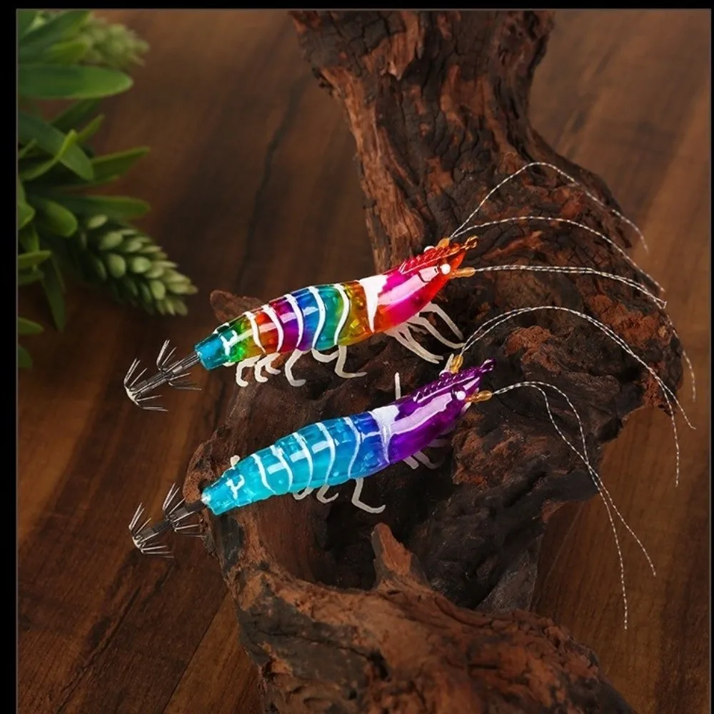 Neue 105mm 11g Tintenfisch Jigs Horizontal Leuchtende Langsam Sinkende Köder Holz Garnelen Künstliche Calamar Octopus Köder Meer angeln Lockt