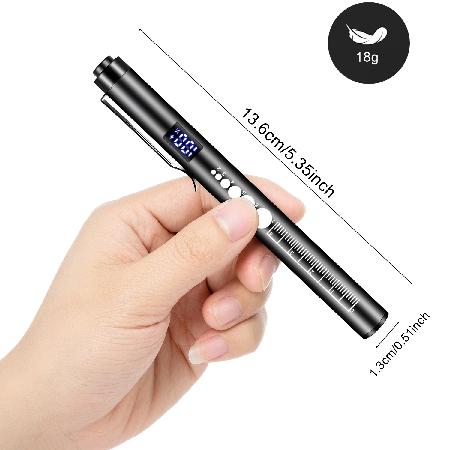 LCD 2-in-1 LED Mini Weiß/Gelb Stiftlicht Taschenlampe USB Wiederaufladbar Augen-Pupillenlampe Camping Kinder Notbeleuchtung Fackel – Detail 5