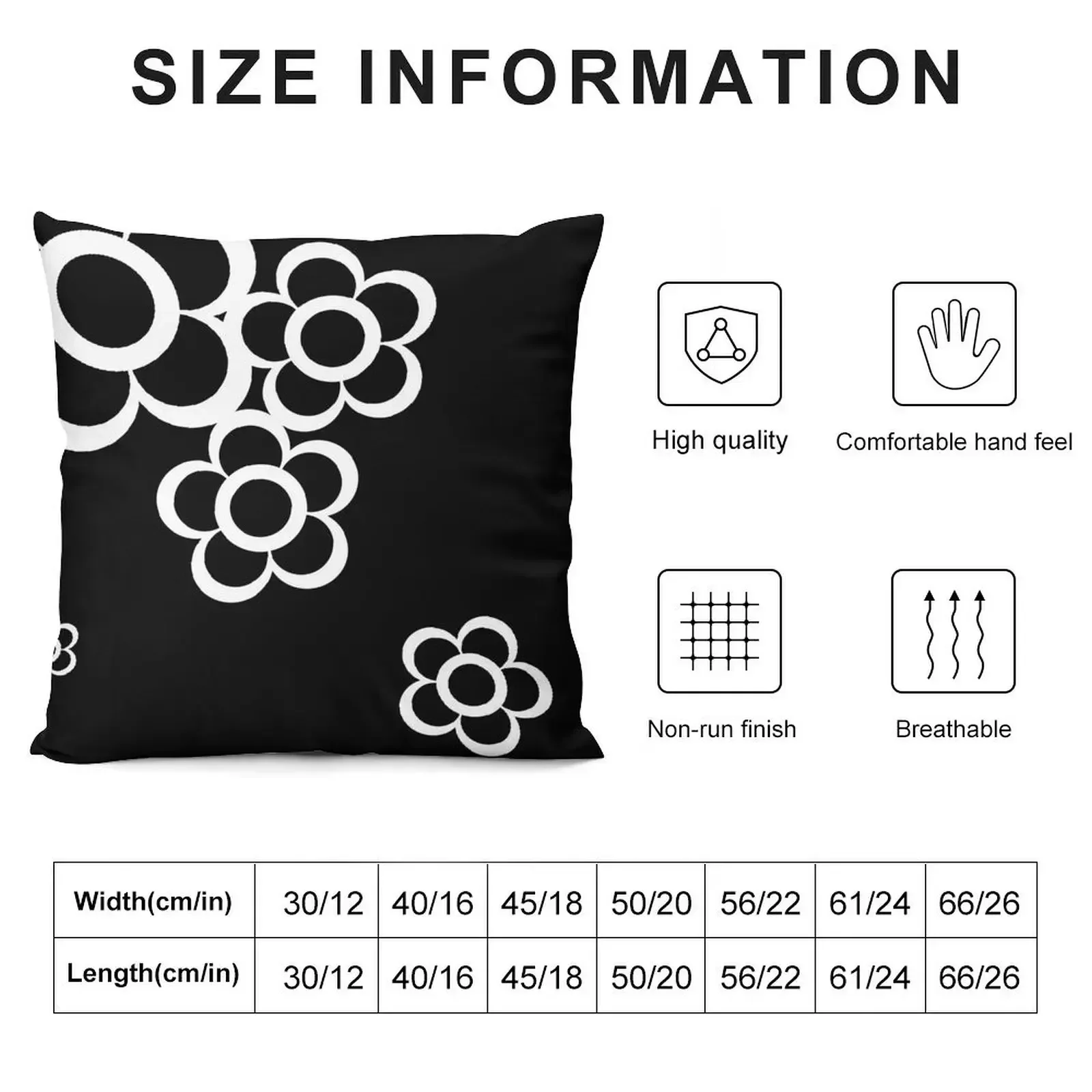 Scattered Daisies - White Throw Pillow Decorative Cushion Cover Pillowcases Cushion Covers Sofa pillow