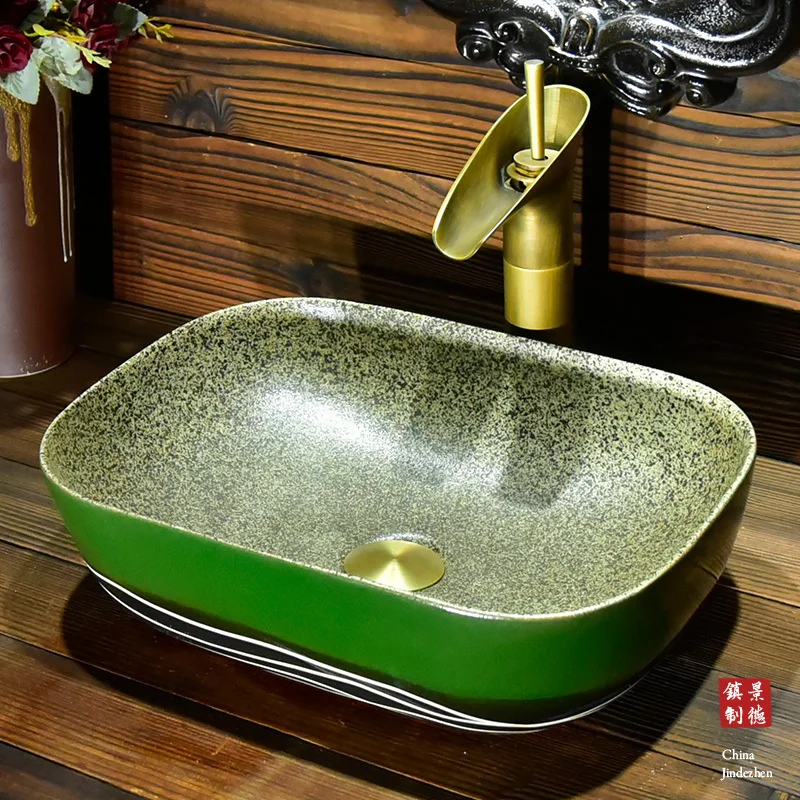 

Ceramic Painting Lotus China Painting handmade wash basin Bathroom vessel sinks counter top chinese bowl sink