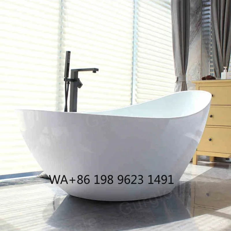 Japanese Style Boat Shape Freestanding Acrylic Bathtub Indoor  Adult Deep Soaking Bathroom SPA Relax Bath Tub Durable Use