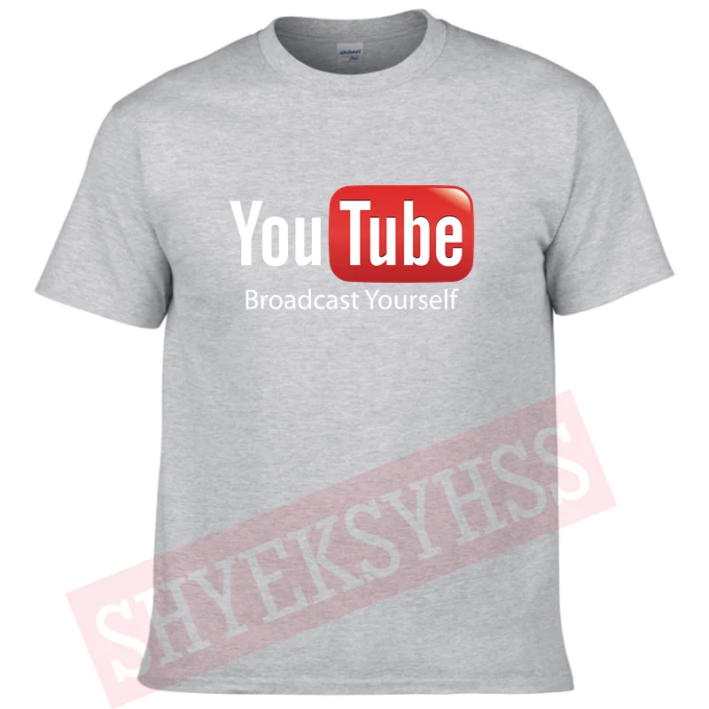 YouTube Broadcast Yourself Men\'s T Shirt Interesting Video Website Street Short Sleeve 100% Cotton Universal T-shirt