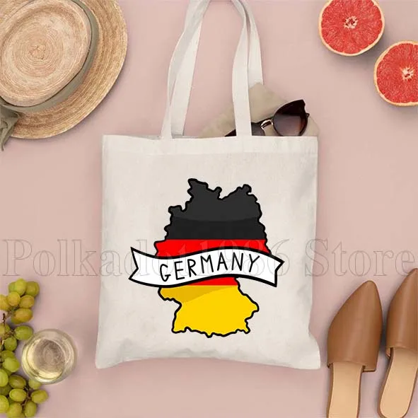 Munich Berlin Germany Deutschland Flag Map Customized Gift Large Capacity Durable Canvas Tote Bag Shopper Casual Women's Handbag