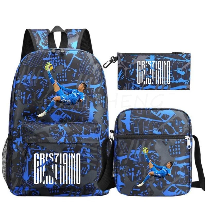 Fashion CR7 Backpack Trend 3Pcs Backpack Women And Men Backpack Waterproof Large School Bag Teenage Student Shoulder Bags