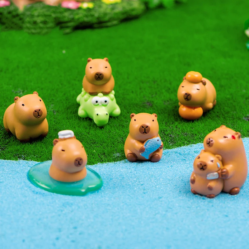 New Arrival Kawaii Mini Cute Sit Standing Capybara Resin Figure Miniature Model Rare Limited Collection Toy for Kid Adult