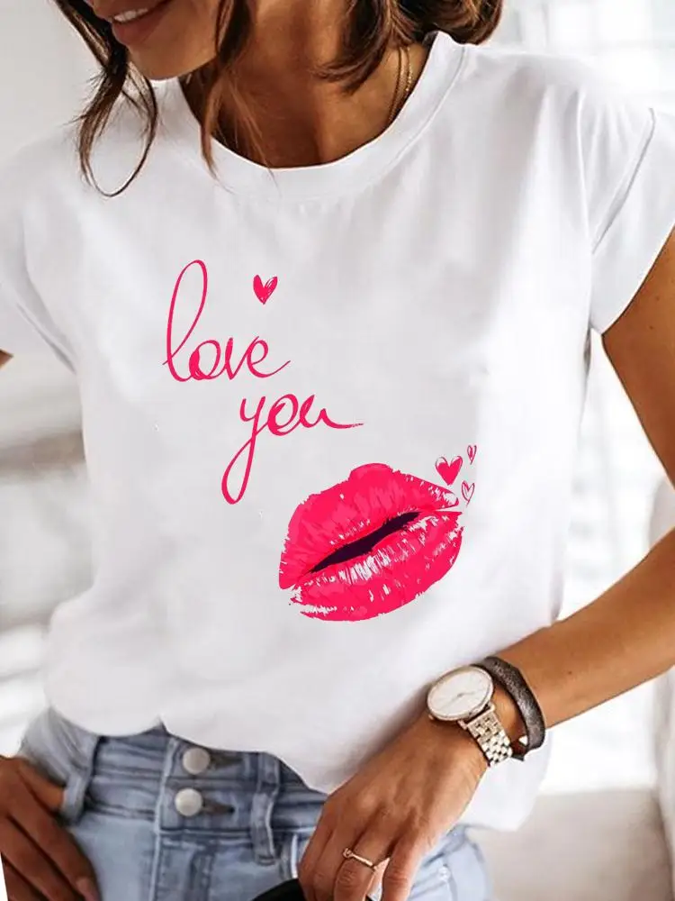 Fashion Short Sleeve Casual T-shirts Clothes Women Female Watercolor Make Up Flower Summer T Clothing Ladies Print Graphic Tee