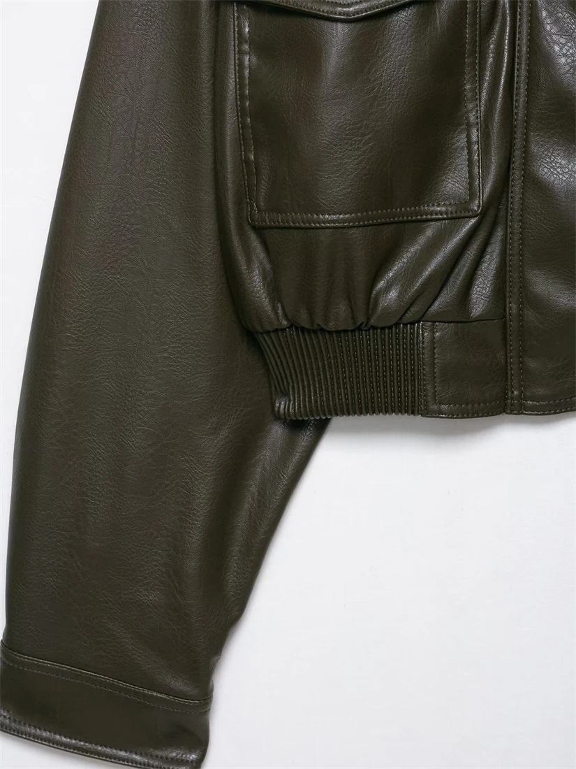 Nova chegada 2025 jaqueta feminina casual fashion de couro sintético – agasalhos femininos elegantes e modernos